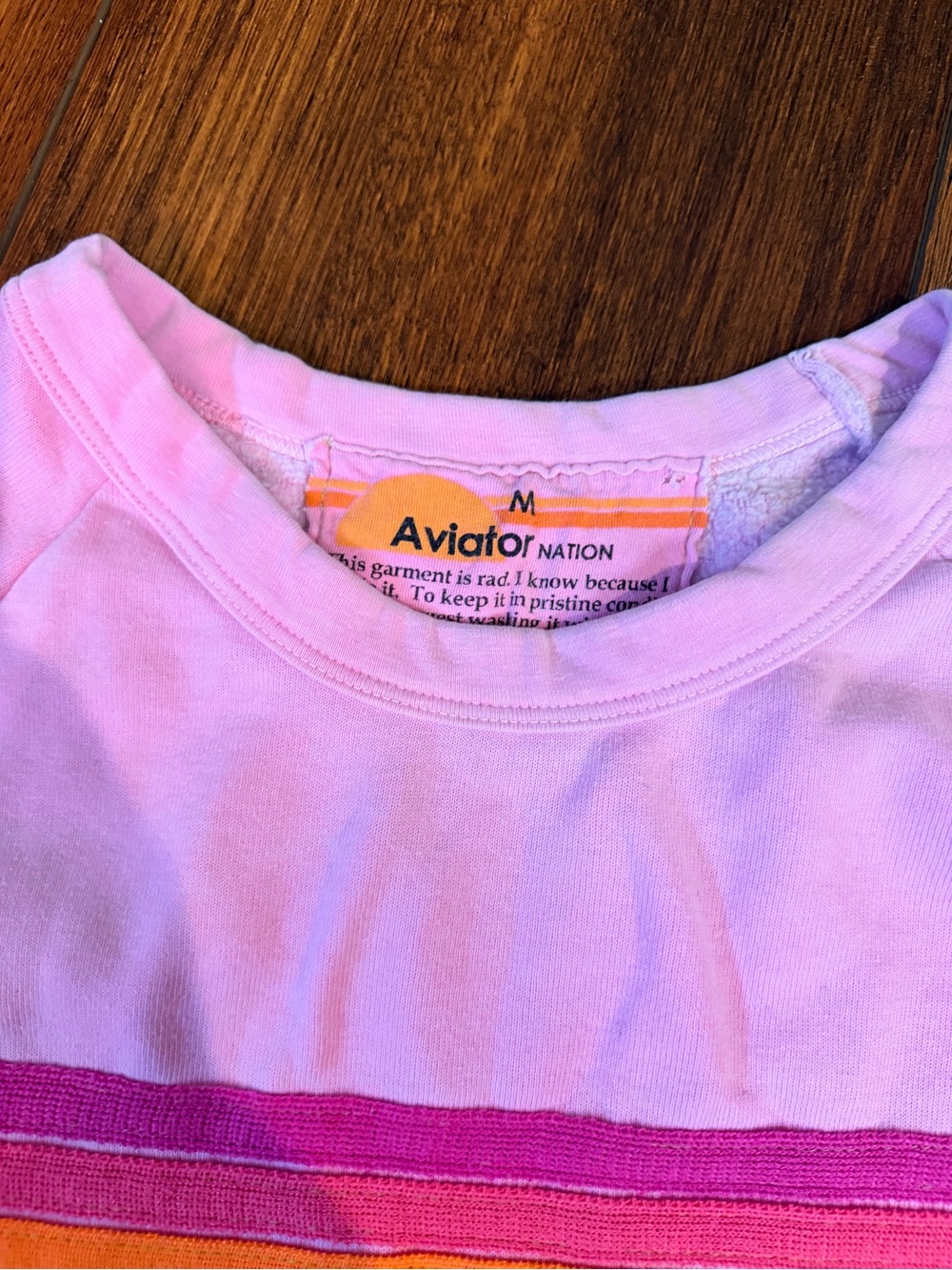 Aviator Nation Pink Pullover with Neon Stripe Detail price is firm - Picture 6 of 8